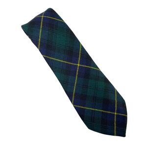Kinloch Anderson Mens Necktie Scotland Plaid Green Blue Yellow 58 in u